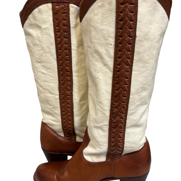 Frye Brown and Cream Heeled Boots - Picture 12 of 15